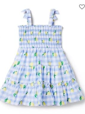 Janie and Jack The Lemon Gingham Smocked Sundress - Blue and Yellow